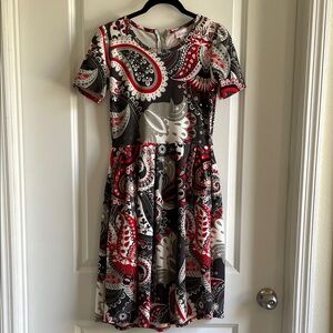 2 for $20 LuLaRoe Amelia Red and Black Paisley Dress pockets zip pleated